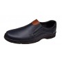 Pantofi barbati casual din piele naturala pe calapod lat cu elastic GKR104BL